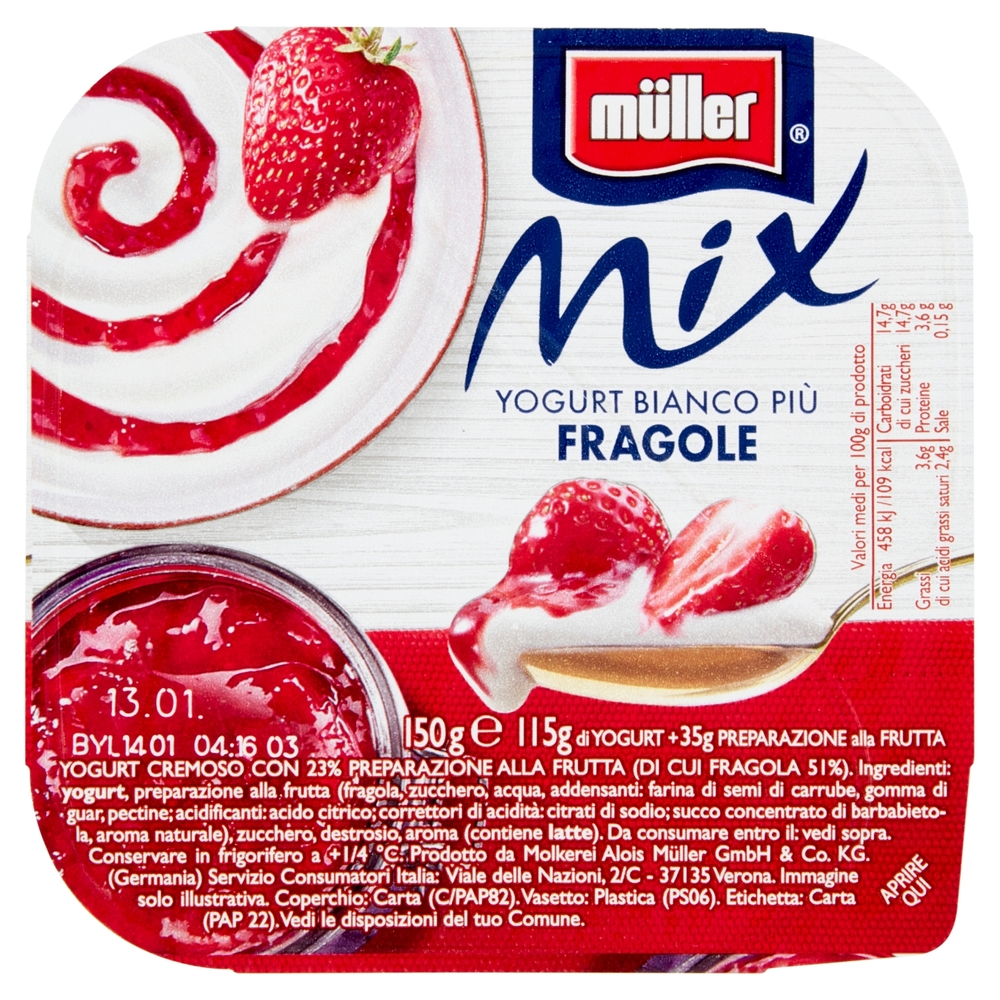 Mix Yogurt Bianco più Fragole, 150 g